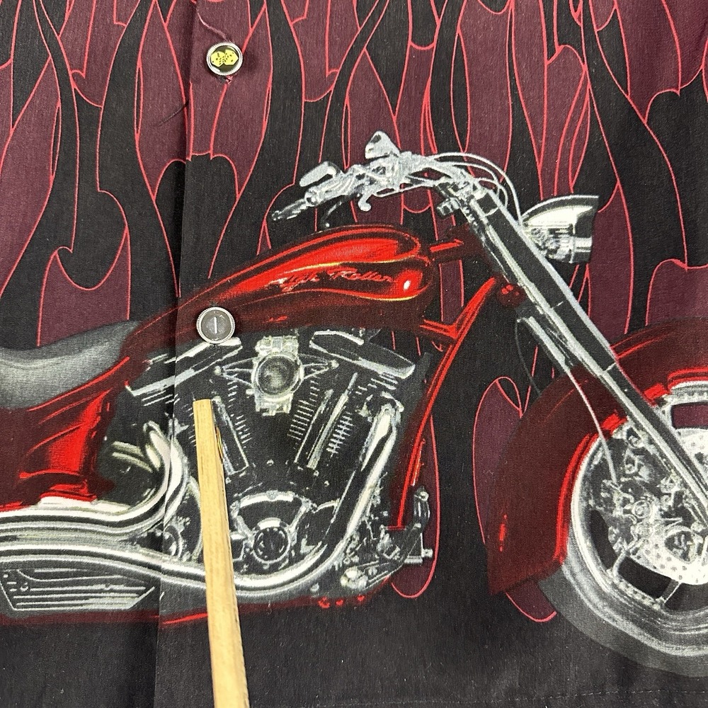 Vtg Star Motorcycles Shirt Men's Size XL Flame Dice High Rollers VTG Biker - Picture 6 of 8